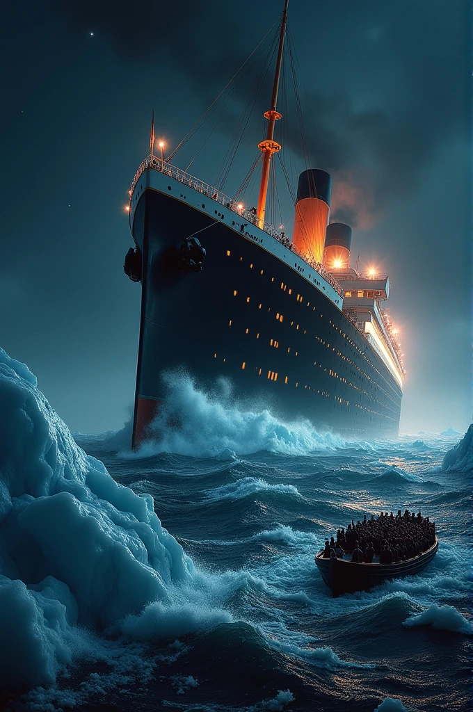 Titanic cracking and sinking