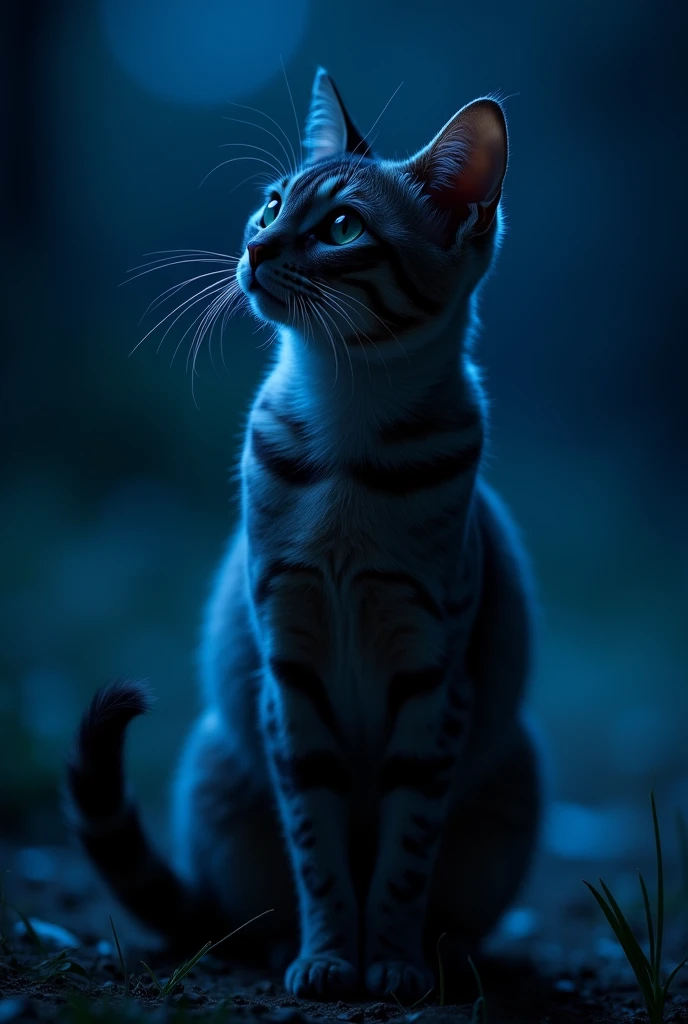 Best quality， masterpiece， Ultra-high resolution， （realistically：1.5）， RAW photos， 1 cat， Lovely， in the dark night， deep shadow， low pitch， Cold Light， Sexy look,Shoulder length straight bob hair,Slim,((naked,))