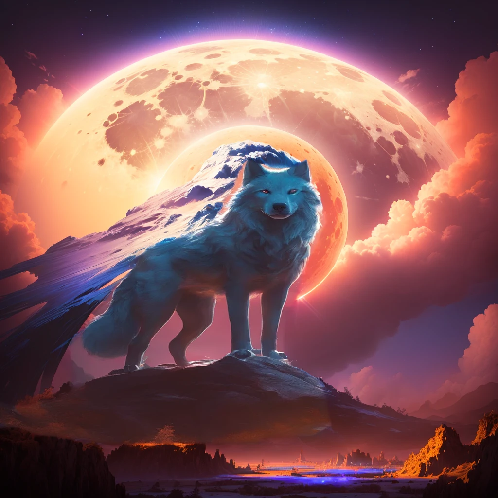 giant bright blue moon background