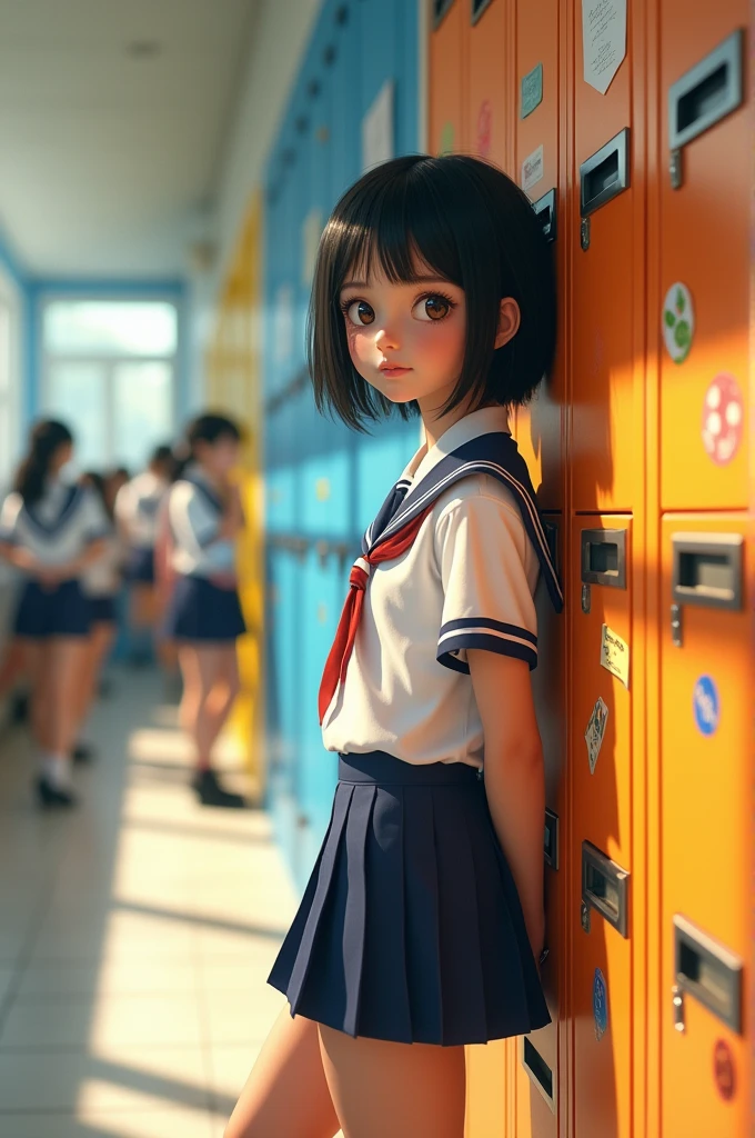 1 girl, Short Hair, black hair, uniform