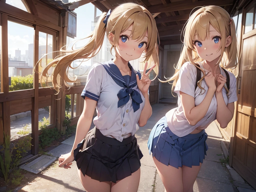 (masterpiece:1.3, Highest quality, Ultra-high resolution, Very detailed), (Realistic:1.1, photoRealistic:1.4), Beautiful illustrations, Perfect lighting, colorful, Written boundary depth, Beautiful detailsまでこだわった髪, Beautifully detailed face, Beautiful details, Beautiful clavicle, Beautiful body, Beautiful breasts, Beautiful thighs, Beautiful legs, Beautiful fingers, View your audience, Japanese, Perfect Face, (Perfect Anatomy, Anatomically correct), Cute and symmetrical face, Baby Face, Sunburn, Glowing Skin, (Mid-length hair:1.5, Twin tails:1.2, blonde), Asymmetrical bangs, blue eyes, Long eyelashes, (Mid-chest), thin, Completely naked , (Beautiful views), evening, (Outdoor, distant cityscape), Are standing, (peace sign), (Cute Smile, Upward glance, Open your mouth),(Roll up your skirt to show your panties:1.5),nurse,nurse,nurseのグループ,Completely nakedのグループ,Full nude group,hot spring,Open-air bath,Nudist Beach,Lifting up her skirt,Pulling up her skirt,
