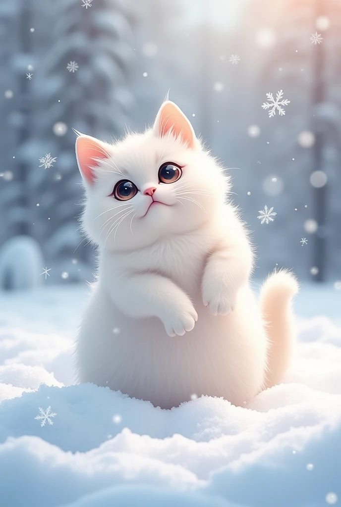 cute、非常にcute、cat and snow、winter、Soft、fluffy、anime顔、cute、fluffy、Soft、anime、AI big breasts、Soft、Howa Howa