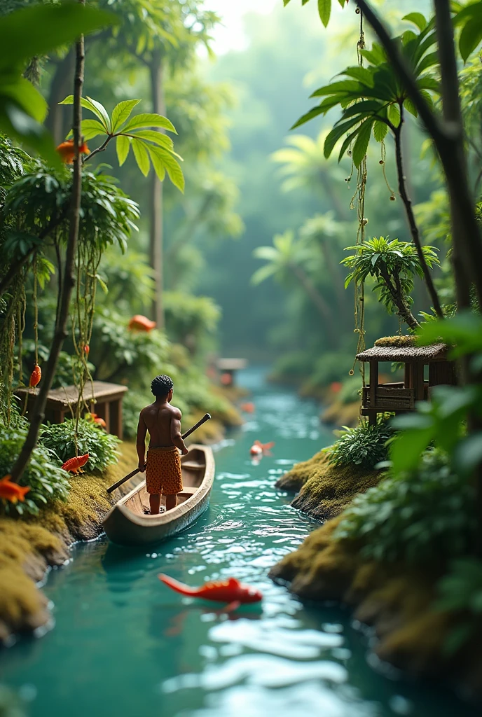 a styrofoam model of a sustainable maritime cultural route , in the amazonia

