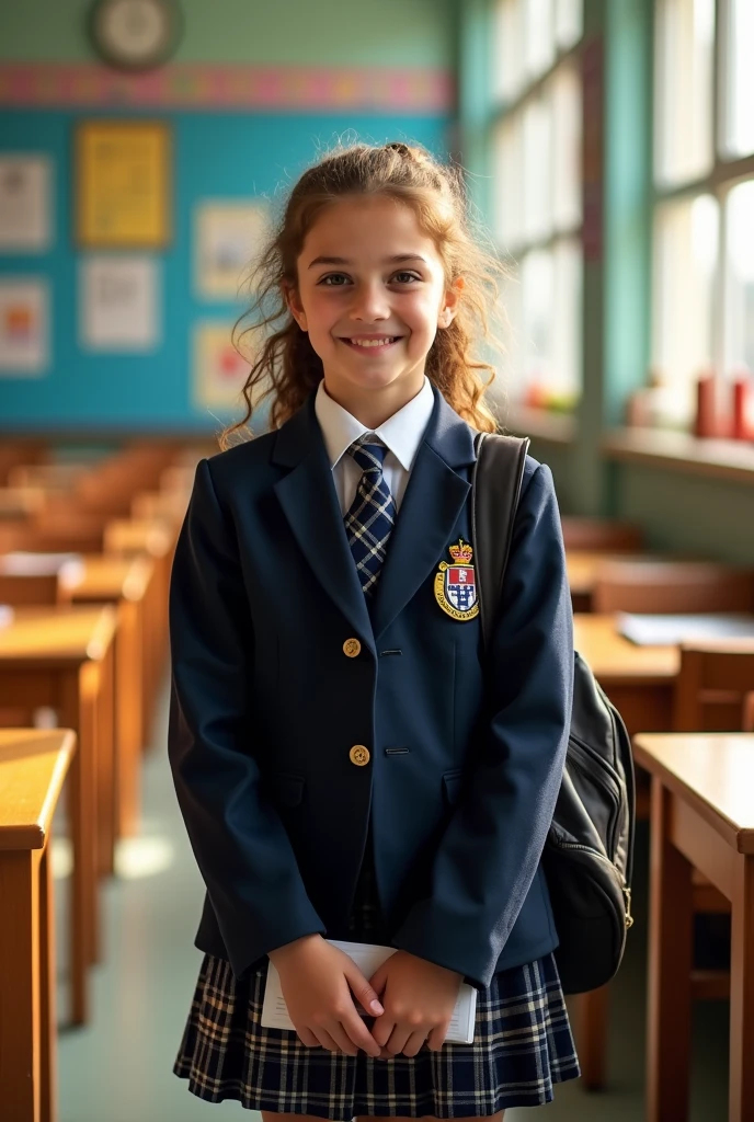 11 year old girl in school uniform 