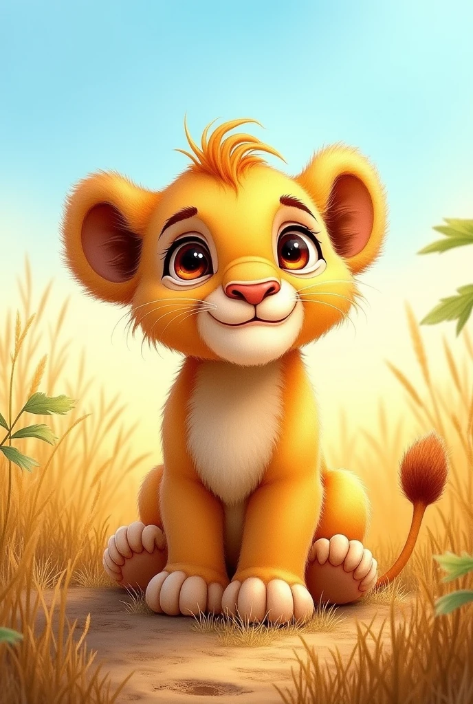 a baby lion drawn with pencils