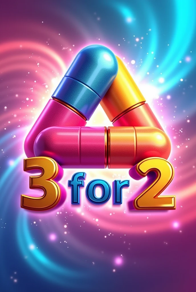 Can you make me a logo for a 3 for 2 promo on invigorating pills? 
