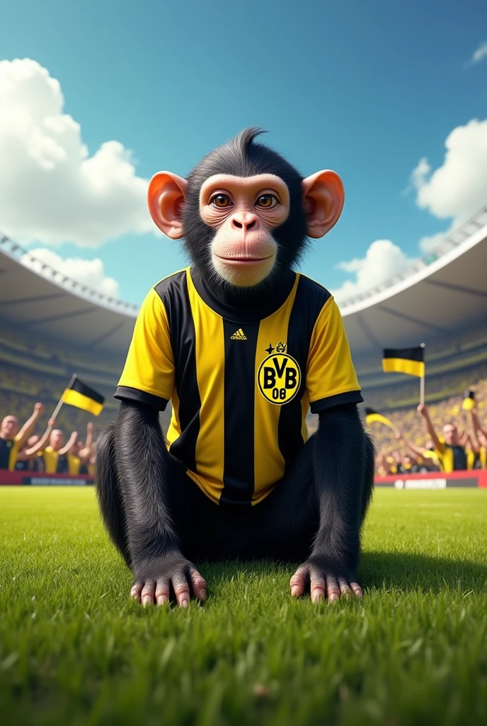 Make a monkey wearing the Borussia Dortmund uniform