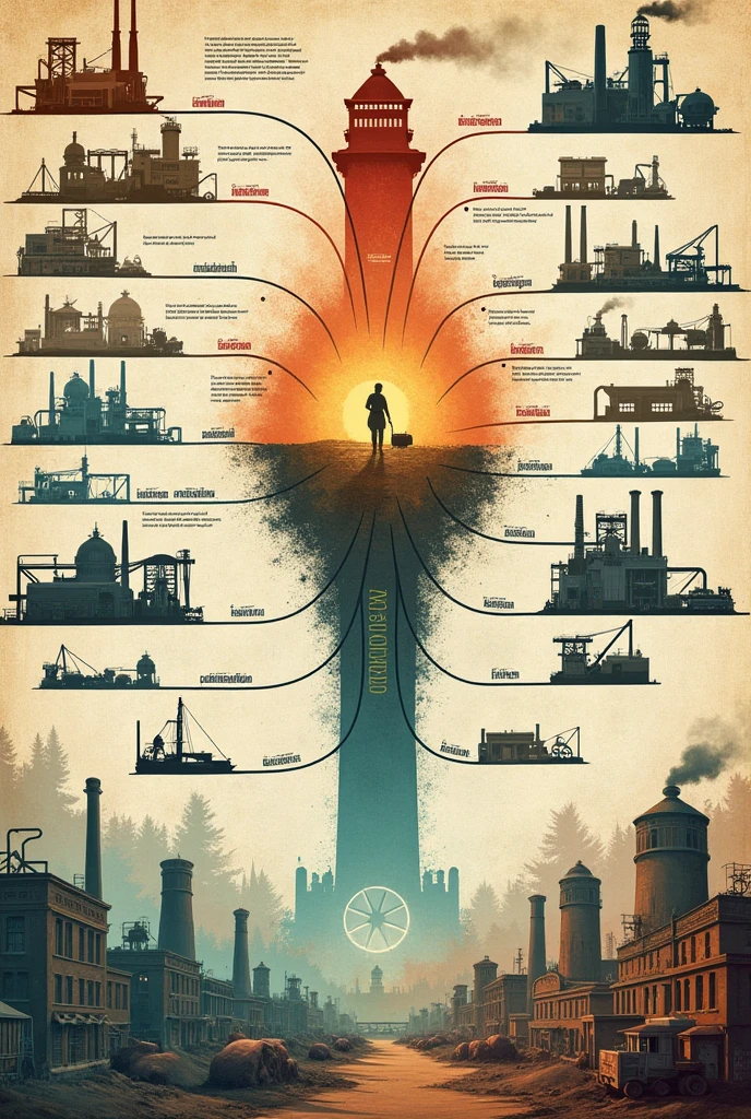 A mind map about the revolution from craft to industry 