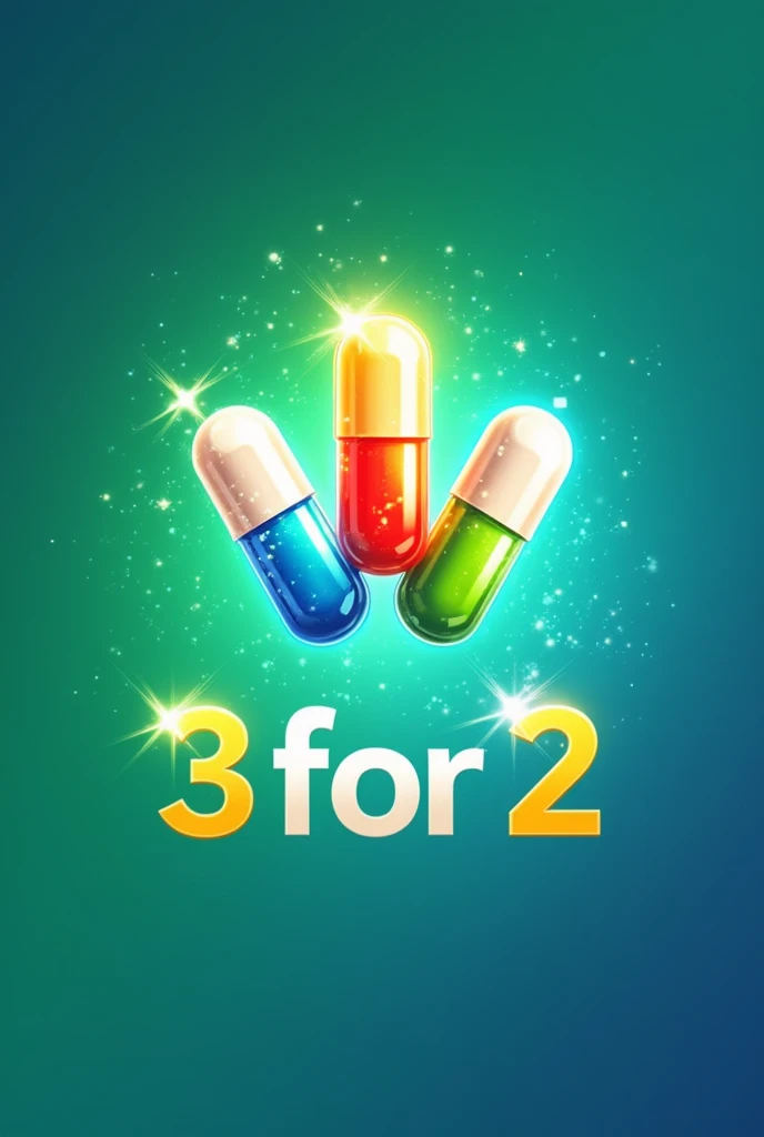 Can you make me a logo for a 3 for 2 promo on invigorating pills?