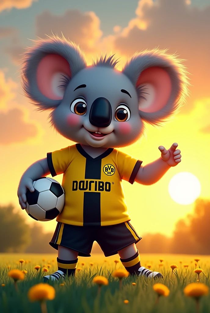 Make a koala wearing the Borussia Dortmund uniform 