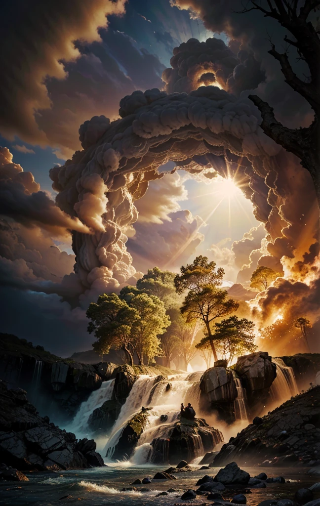 surrealismo, God&#39;s Heaven, The power of god, God's Realm, clouds, Heavenly Fire, powers, Fire Arrows, Rivers of water, Waterfalls, forst, Cedars, Greater Power, natureza photorrealistic, Beauthfull, Blue Thunder, fire azul, Realistic fire azul, realistic thunder, electrical screws, realistic detailed 8k, 16K Realistic Detail, hard, Detailed Realistic Color, Detailed realistic thunder, fire azul Realistic 8K, Cores photorrealistic 8K, 8K detailed colors, Nitidez photorrealistic 8K, ULTRAHD Photorealism, Divine fire azul, Divine Electric Blue Thunder, Sombras photorrealistics 8K, Textura photorrealistic, naturals, heavens, heavenly, sky night, céu de Beauthfull, the night, majestic, majestic Sky, naturalsmente Chique, thunders, Sky thunders, Divine thunder, Linda, golden, starlight, Heavenly Bolts, villany azul, Blue Screws, Rendering, photorrealistic, ultra high definition, 4K, detailed textures, thunder, detailed shadows, detailed colors, naturals Linda, Great Divine, detailed contrast, realistic contrast, high resolution, detailed colors, realistic detailed 16K, 8K high definition, detailed contrast, realistic contrast, high resolution, detailed colors, fire, villany, realistic detailed, chic, hour glass, Time Pass, hour glass Mística, Mysterious Power, surreal, Power Of Sky, Fire Power, The Final Time, End of Eras, Spiritual Word,