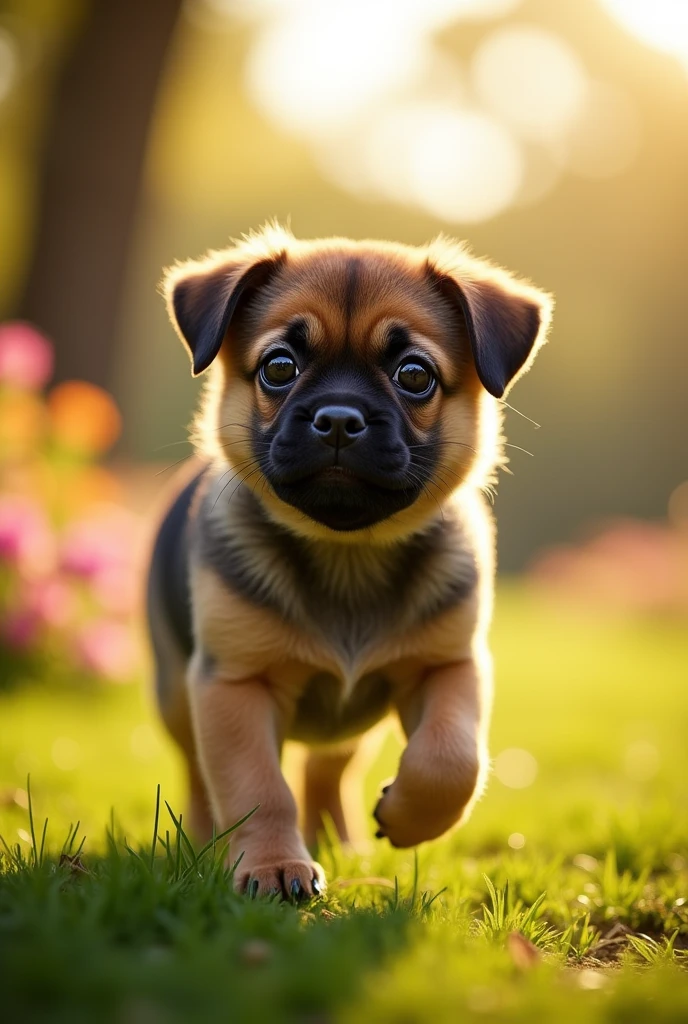A cross between a pug and a German Shepherd