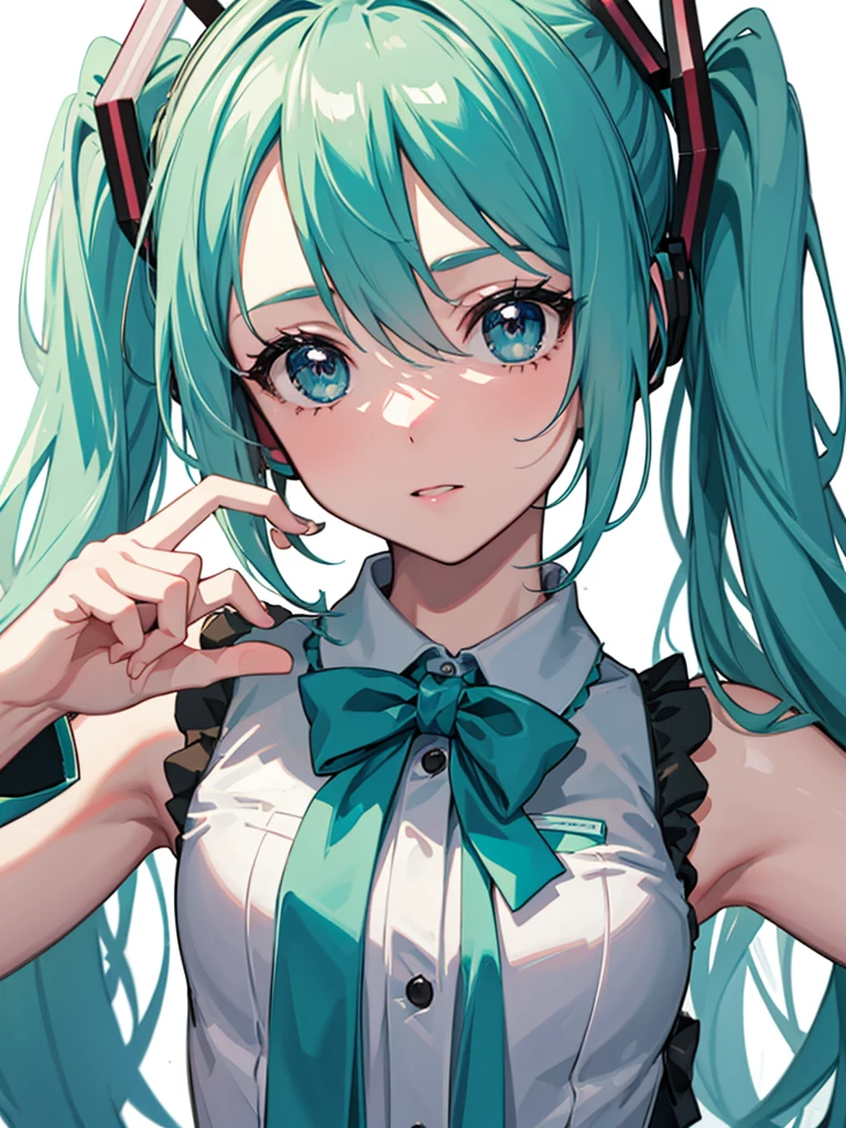 Hatsune Miku taking a selfie, front-facing camera view, close-up portrait