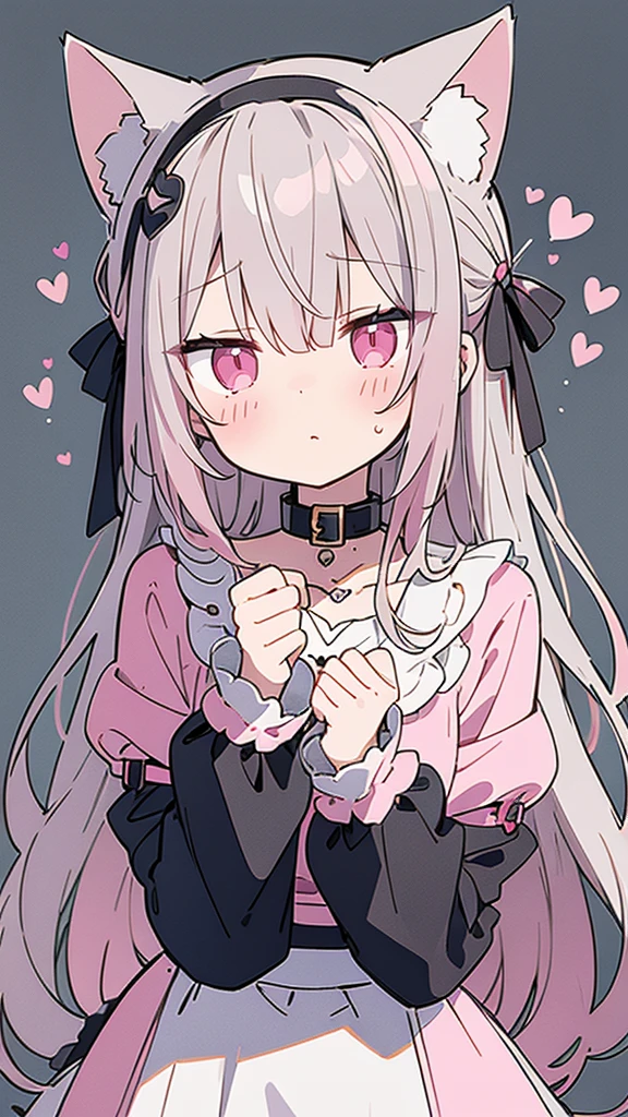 Gray Hair, Pink eyes, Character portrait, tobacco, One person, High resolution,Cat ear,
