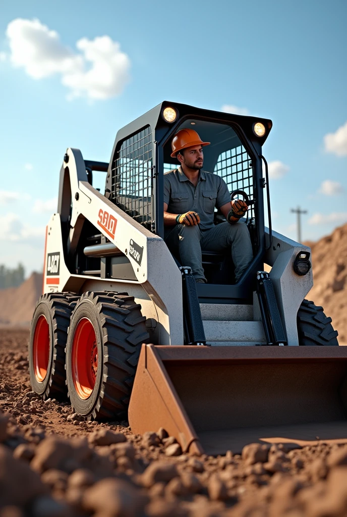 Bobcat s570 steer loader in 3D with an operator name