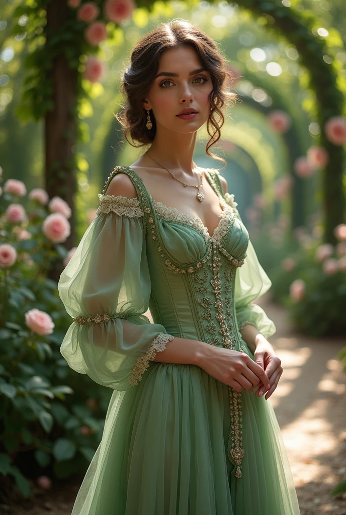 Paris green old-fashioned dress