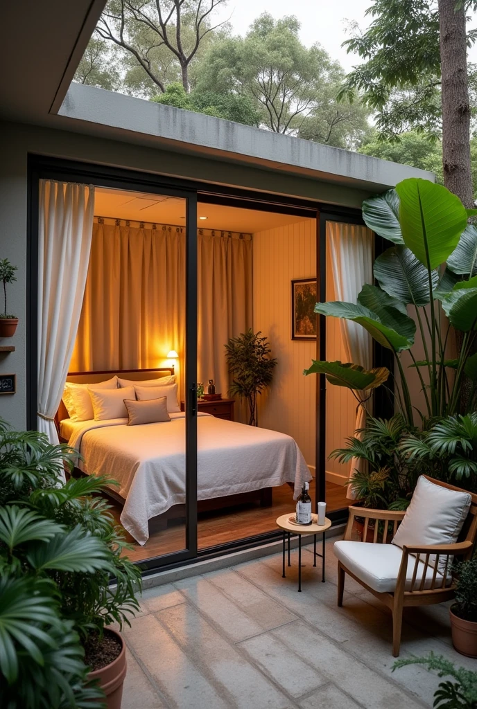 this is a double room that measures 2.8 x 3.7 m, it only has one partition, the bedroom patio measures 1.6 x 2.2 m, this patio is enclosed space