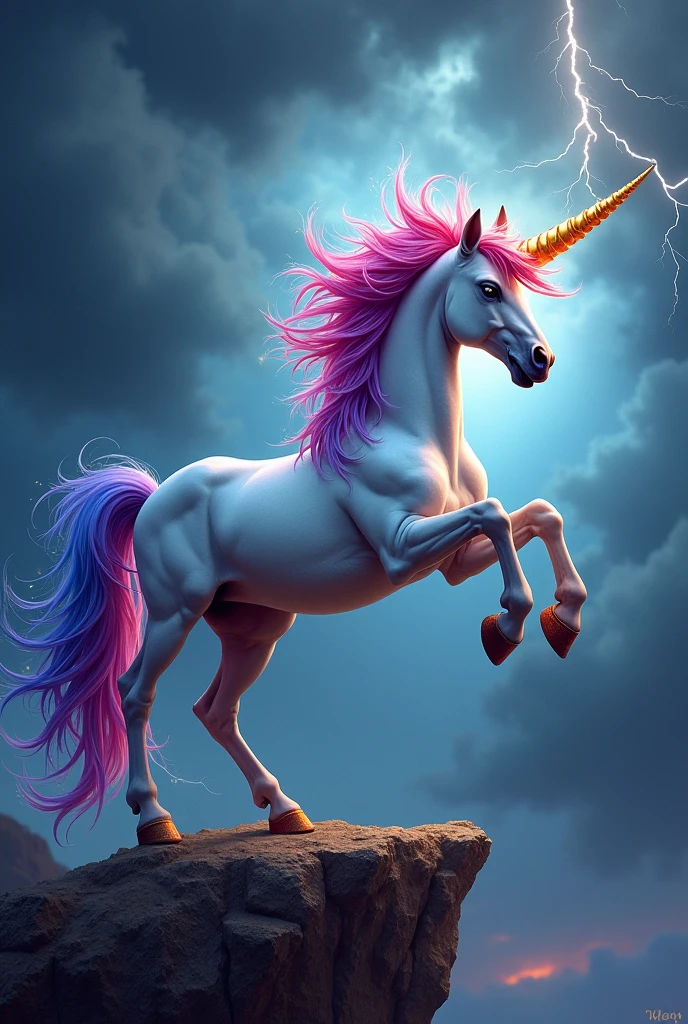 a unicorn giving the middle finger and with an angry face