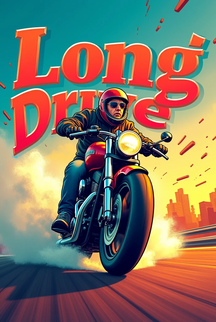 "Create a dynamic funny thumbnail for 'Long Drive - Break Fail' featuring a dramatic image of a bike with smoke or a screeching effect from the brakes. Include bold, eye-catching text that reads 'Long Drive - Break Fail' and add a surprised or worried expression on the driver’s face. Use bright, contrasting colors to make the thumbnail stand out and attract viewers."--ar 16:9