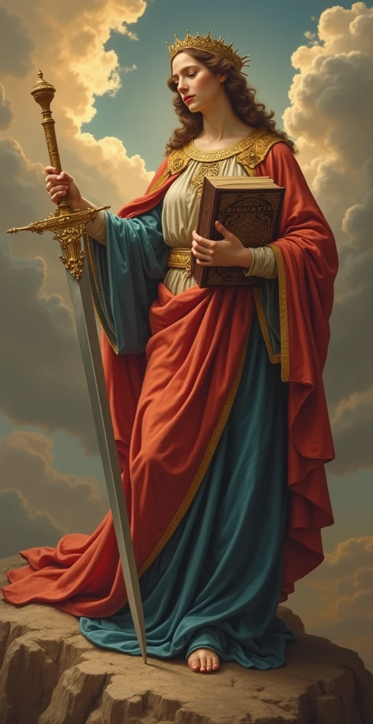 Saint Catherine of Alexandria holding a sword and a book as the patron saint of philosophers