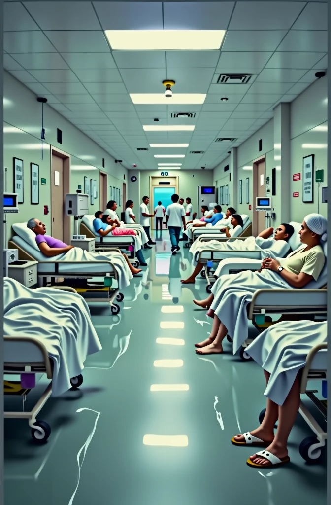 Generate realistic images of
The pateint are i hospital bad generate lots of patients at bad in hospital hallaway
