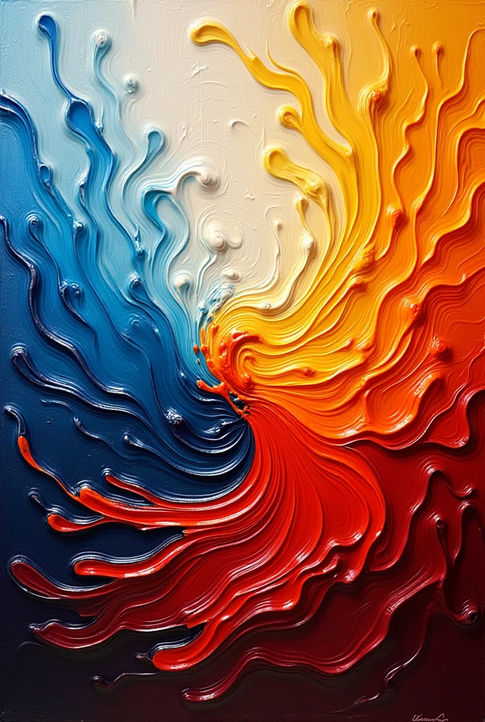 abstract impasto oil painting shiny