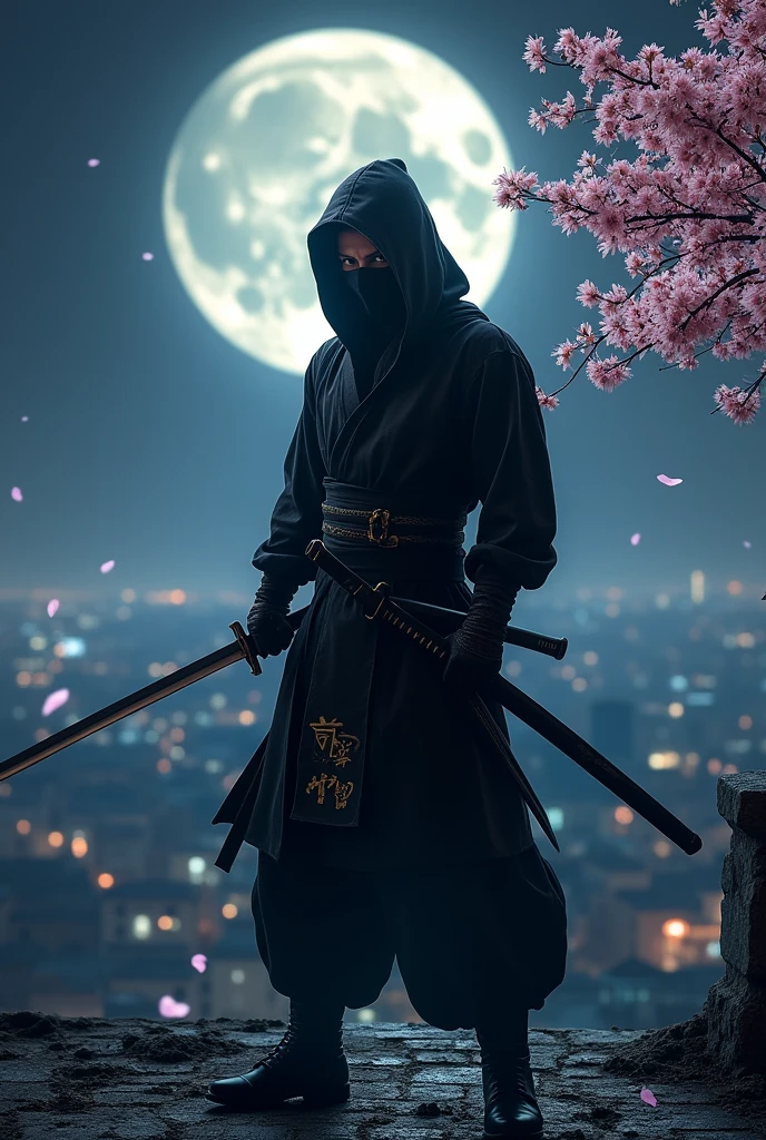 Create a ninja character with two swords