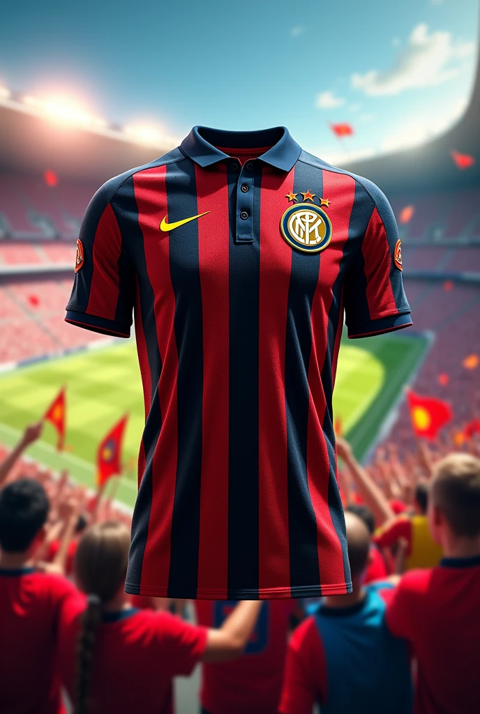 Make a Flamengo Adidas 2024 shirt with the Inter Milan crest 
