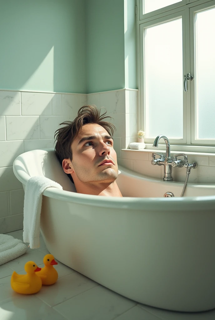 bathroom with man's head
