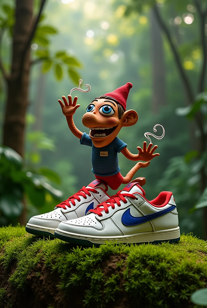 Nike sneakers with one foot in the saci