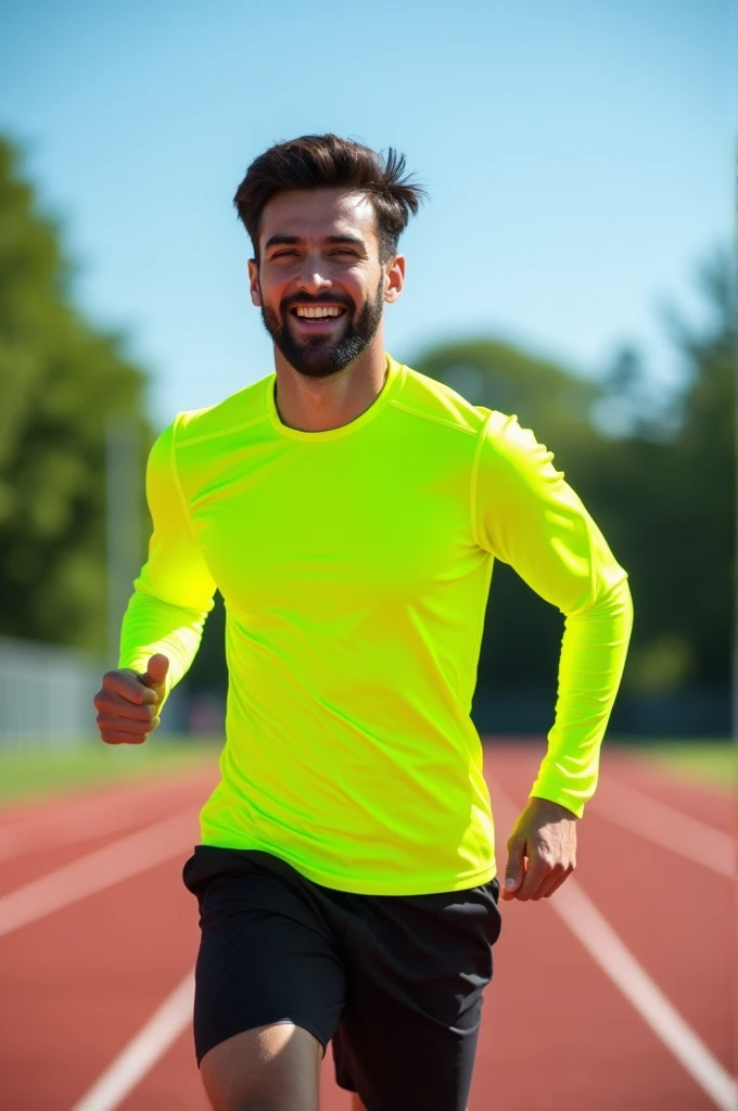 Yellow fluorescent sports running shirt