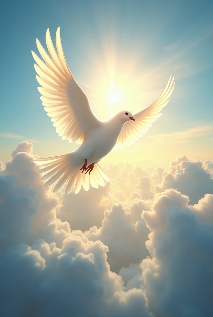create an image of the Holy Spirit dove above the clouds