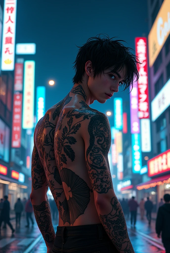 Natsuki Subaru with Yakuza tattoos