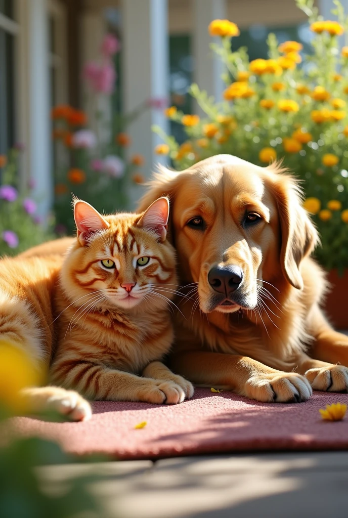 a cat and a dog sitting and chilling
