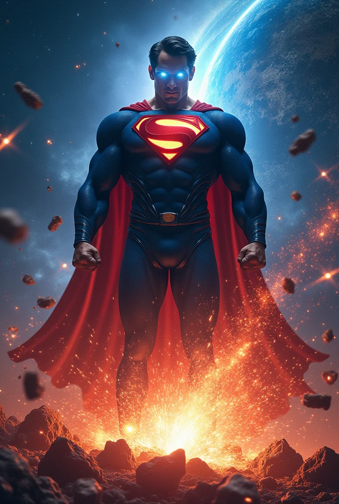Superman destroying a planet