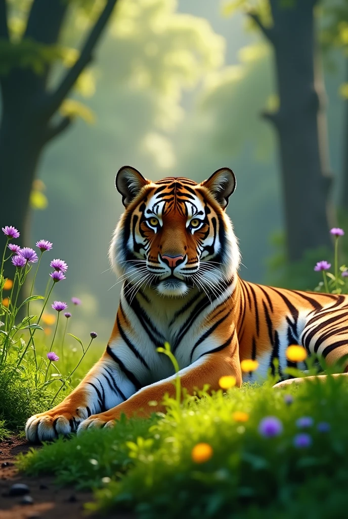 A tiger sitting next to the image i upload