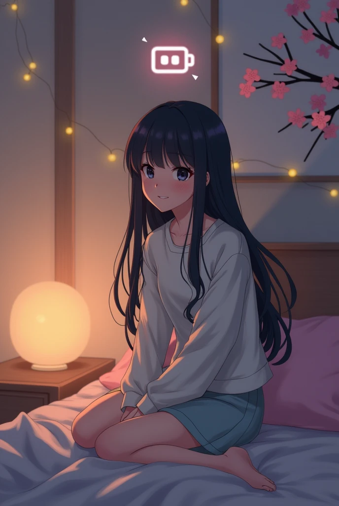 Sad girls images with low battery on top still smiling.japanse girl
