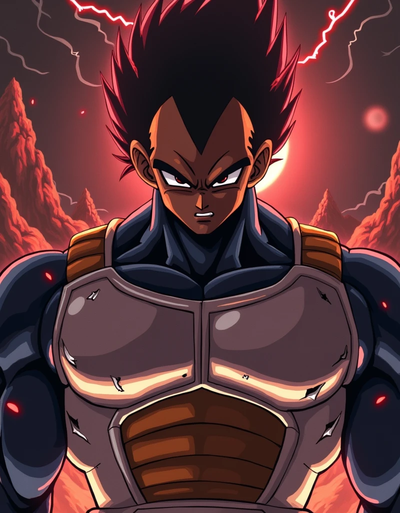 Dark-skinned Saiyan with short hair