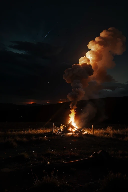 Beautiful dark background, fire, war, The sky is on fire