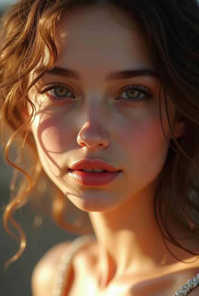 a beautiful young woman, extremely detailed face, detailed eyes, detailed lips, long eyelashes, fair skin, rosy cheeks, natural lighting, warm color tones, 8k, high resolution, intricate details, cinematic composition, delicate facial features, dramatic lighting, elegant pose, photorealistic, digital painting, masterpiece, hyperrealistic, highly detailed