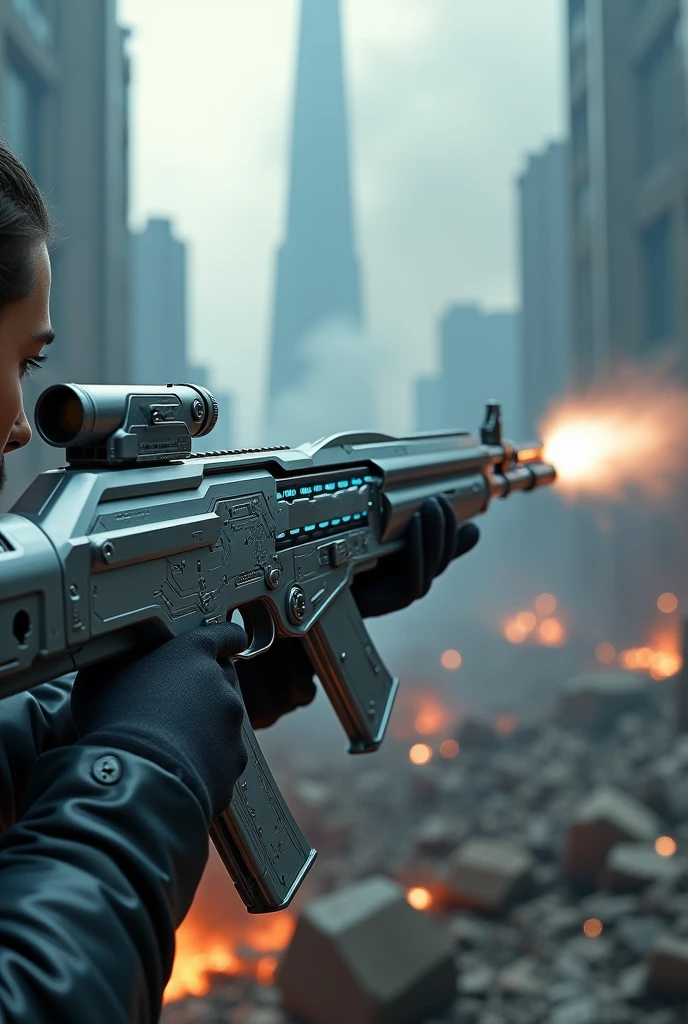  Long-range weapon that fires beams of concentrated energy.
