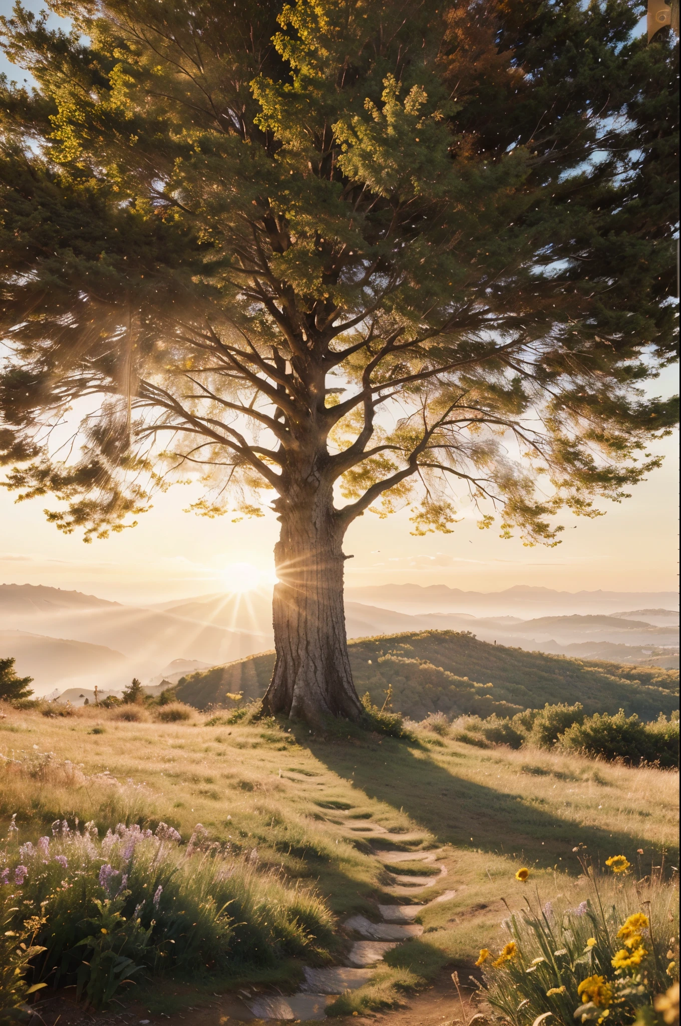photorealistic landscape, natural landscape, naturey, Beleza Da naturey, Golden Sunset, Sky, Sky Power, Detailed Realistic Sunset, Cedars, Cedar, God's City, Heavens Realm, mountainscape, rivers of water, Sunset realism, Árvores naturey, Alone Men, man on his back, Man's Back, panorama, Alpha Male, Path to Heaven, heavenly, Detailed Realistic Image 8K, 16K Photorealistic Contrast, 8K Photorealistic Sharpness, 4K Photorealistic Cores, 16K Photorealistic Shadows, 8K Photorealistic Textures, 16K Photorealistic Texture, 4K Photorealistic Light, 4K PhotoRealism, FullHD 4K Detailed Contrast, detailed sharpness FullHD 8K, detailed sharpness FullHD 4K, detailed sharpness, 2K Detailed Colors, lifelike colors, FullHD Detailed Shadows, 4K Detailed Textures, detailed texture, Natural Beauty, Elegante,
