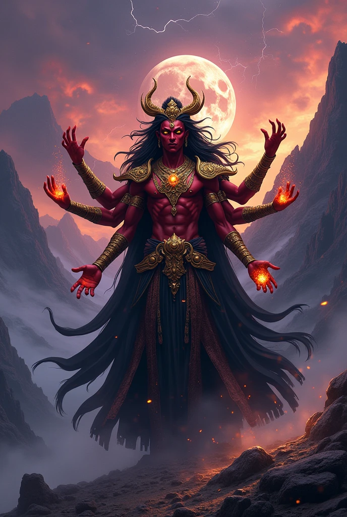 Six-handed Asura God, wearing the Black Island