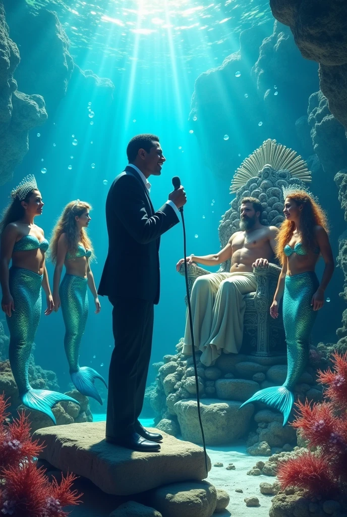 Sammy Davis Jr. singing to mermaids, neptune, etc.