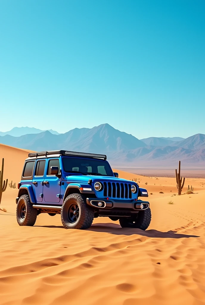 Blue Jeep 4x4 in the desert
