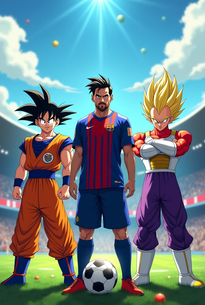 Messi com Goku e vegeta