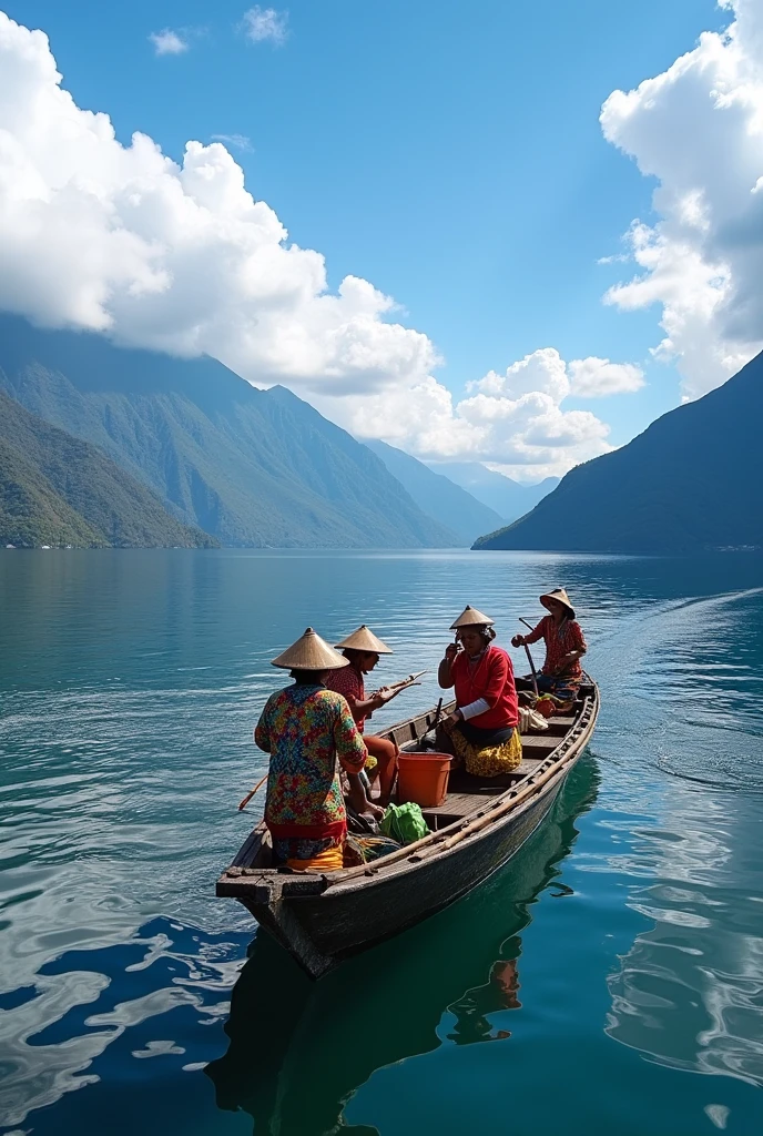Cayouco ride with fishermen on Lake Atitlán