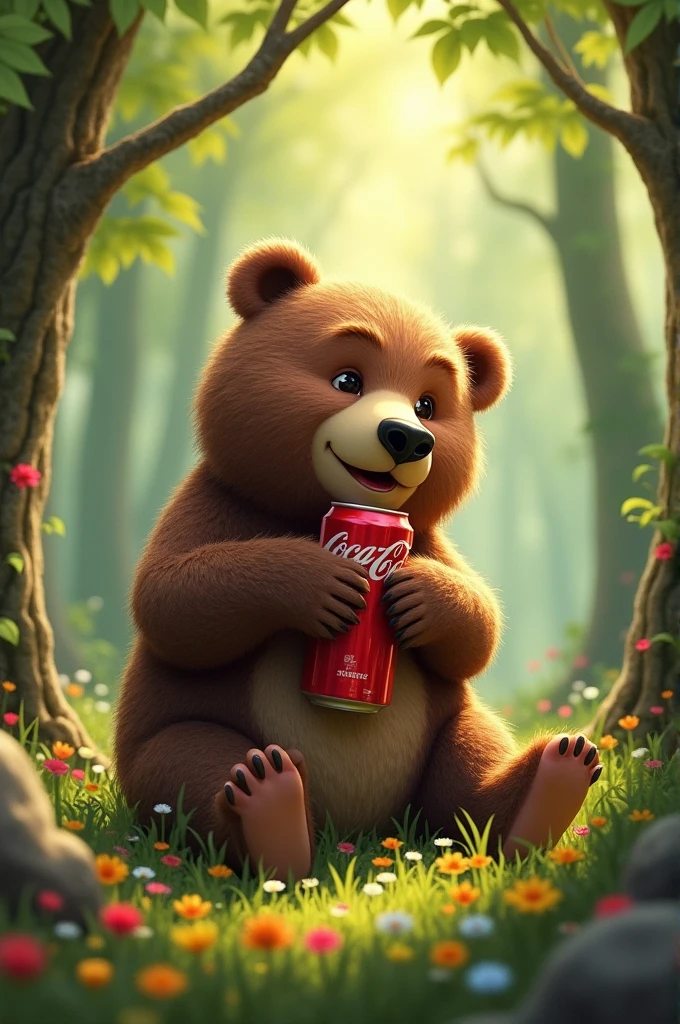 A bear drinking Coca Cola