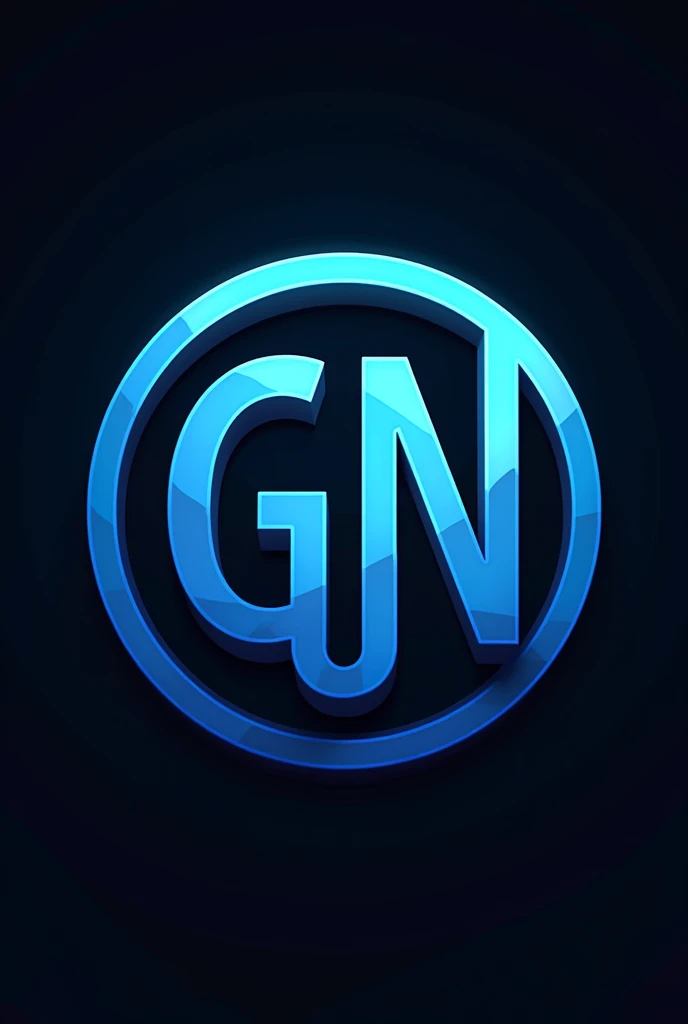 Create a personal trainer logo with the letters GN in blue colors, White and black, round logo
