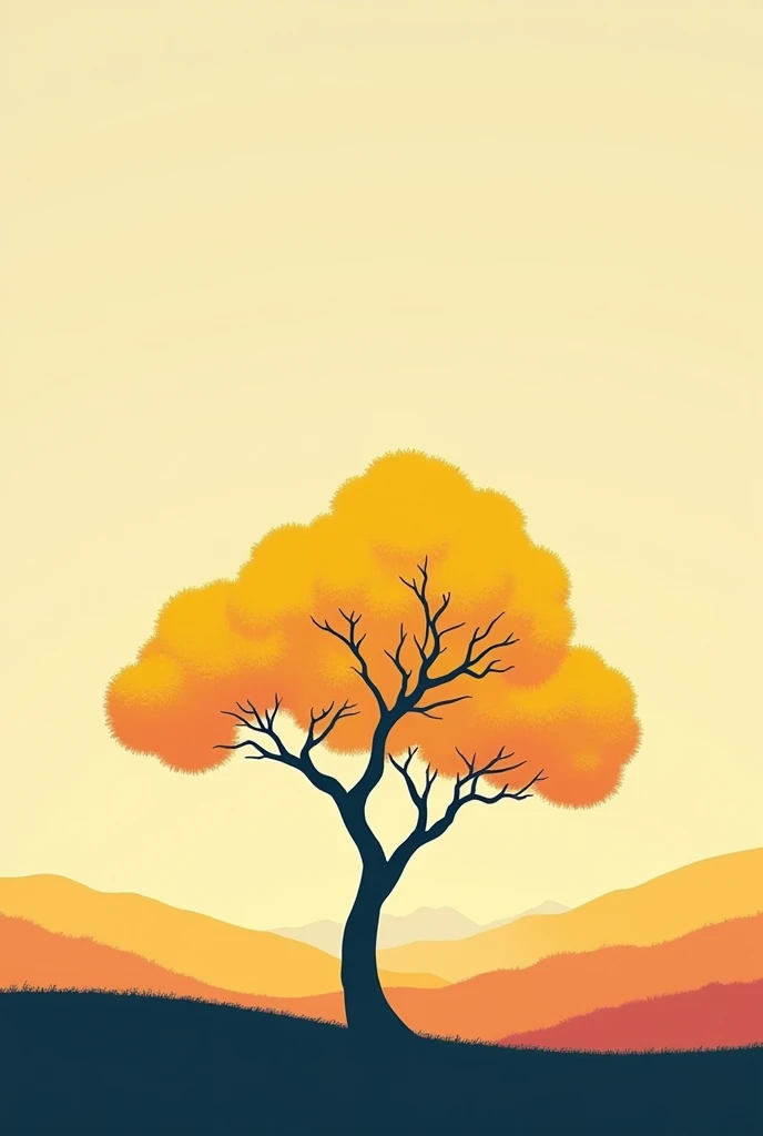 Draw a minimalist illustration of a yellow ipê tree.